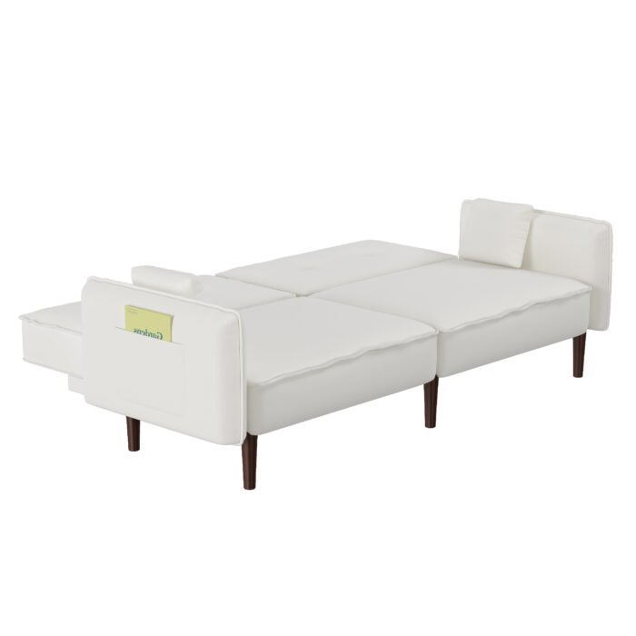 Sofa bed in White Cotton Linen Fabric - Image 8