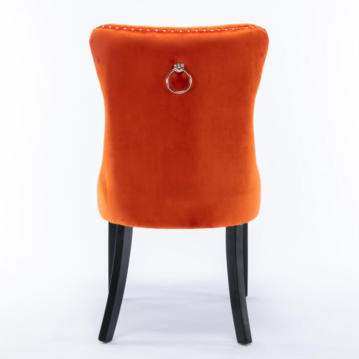 Tufted Solid Wood Contemporary Velvet Upholstered Dining Chairs (2-Pcs Set) Orange - Image 9