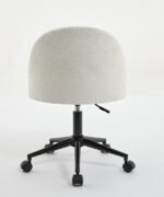 Velvet fabric adjustable rotating office chair with mid back, White - Image 10
