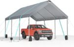 Sannwsg 10x20 ultra large portable adjustable carport garage  with detachable roof and side walls