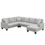 Modern U Shape Sectional Sofa 7 Seat Fabric Sectional Sofa Set - Image 6