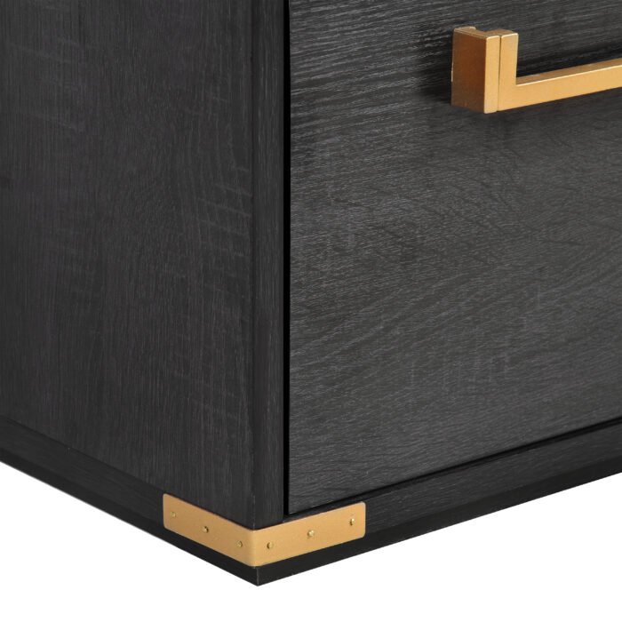 70 inch classic and traditional executive desk with metal trim and 2 file drawers and USB ports - Image 25