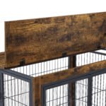 Furniture Dog Cage with Double Doors, Rustic Brown - Image 13