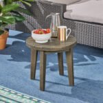 Outdoor 16" Acacia Wood Side Table, Gray Finish - Image 3