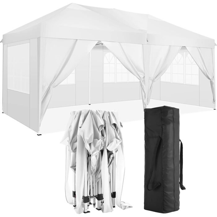 10×20 portable Folding Canopy with 6 detachable side walls with UPF 50+, White - Image 3