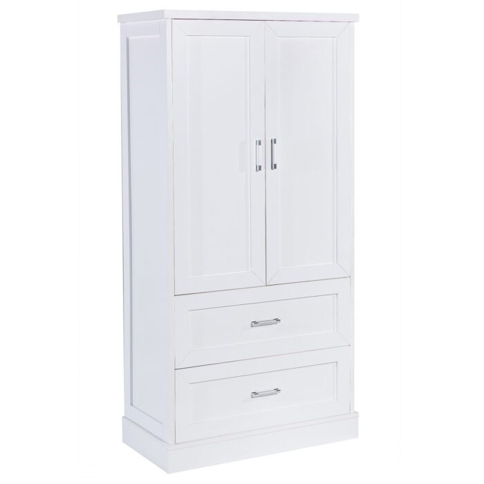 Tall Bathroom Storage Cabinet with Two Doors and Drawers and Adjustable Shelf - Image 6