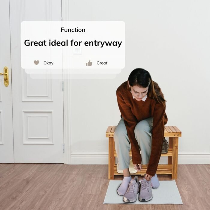 Acacia Wood Shoe Rack Bench For Entryway, Natural Color - Image 3