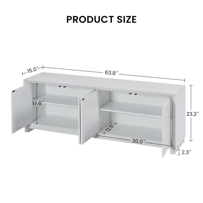 Modern style Side panel storage cabinet and TV stand, white - Image 8