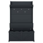 Hall tree with storage desk with drawers and 5 hooks, dark blue - Image 10