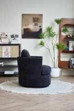 Rotating bucket comfortable circular sofa chair 360 degree, black - Image 3