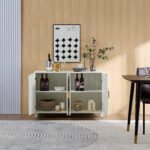 Sideboard Buffet cabinet with 4 doors and removable shelves, for living room, dining room, ivory white - Image 3