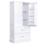 Tall Bathroom Storage Cabinet with Two Doors and Drawers and Adjustable Shelf - Image 15