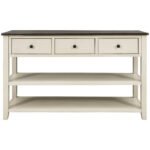 Retro Design Console Table with Two Open Shelves (Espresso+Beige) - Image 14