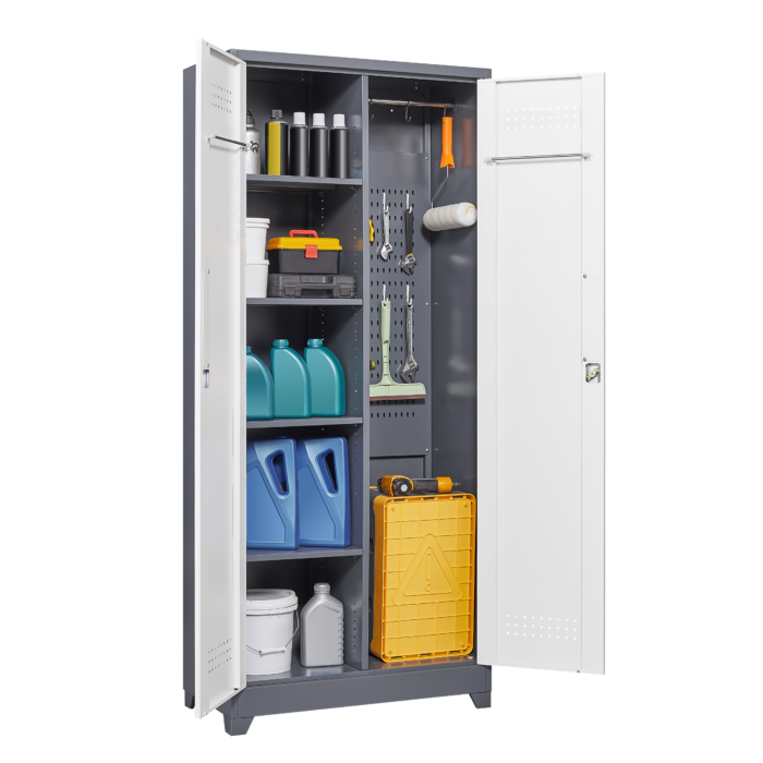 Metal storage lockable cabinet  with high broom space and large storage - Image 5