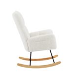 Off white teddy fabric rocking chair - Image 7