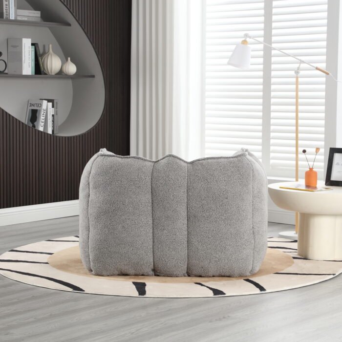 Soft Bean Bag Chair with High Resilient Foam with Footstool, Gray - Image 6