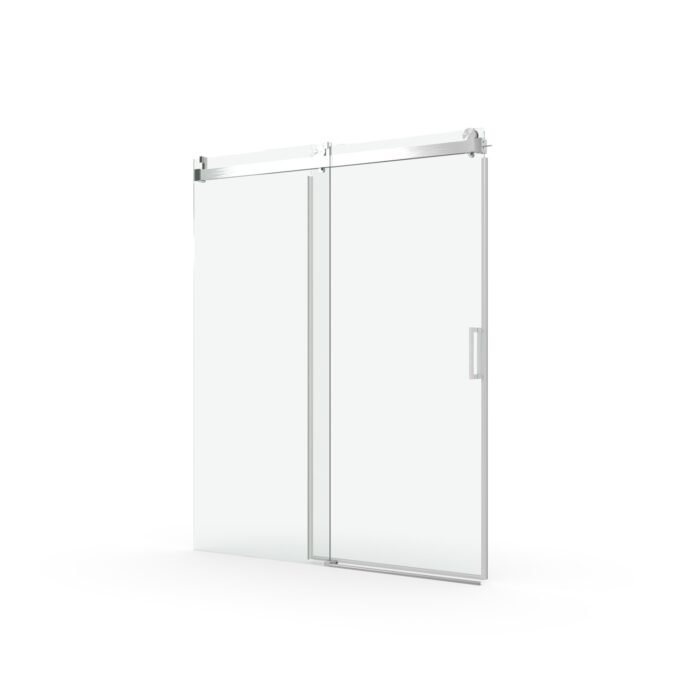 68 to 72 inches wide x 76 inches high frameless soft closing shower door 3/8 inches (10mm) thick brushed nickel solid glass 22D0 - Image 6