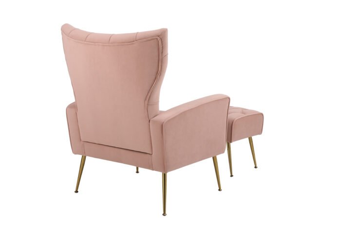 Modern Comfy Accent Chair with Ottoman for Living Room, Pink - Image 14