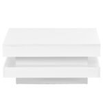 ON-TREND High Gloss Minimalist Design with LED Lights 2-Tier Square Coffee Table White - Image 11