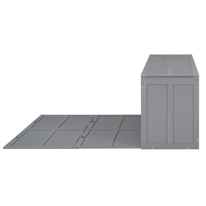 Queen Size Murphy Bed with Rotable Desk  Gray - Image 11