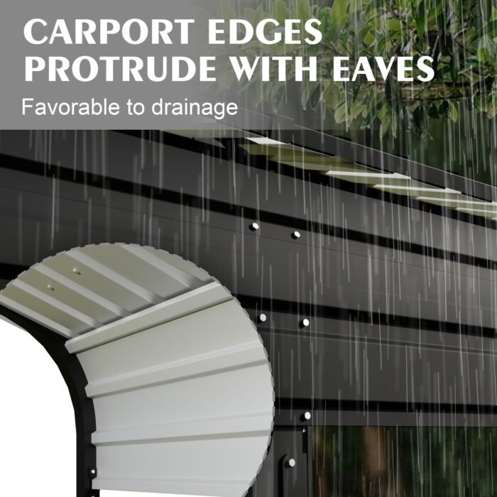 12x20 FT Heavy Duty Carport Canopy with Galvanized Steel Roof and Enhanced Base Metal - Image 13