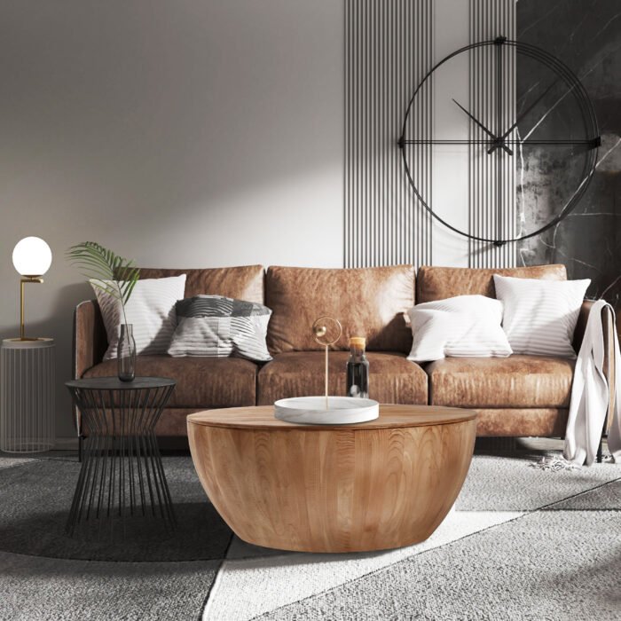 Vintage Style Bucket Shaped Coffee Table for Dining Room and Living Room - Image 5