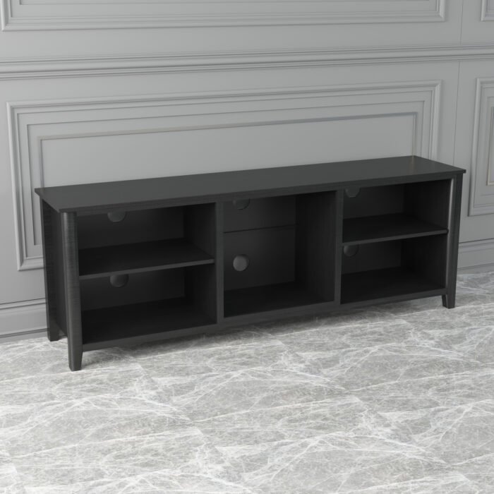 TV Stand Storage Media Console and Entertainment Center, Black - Image 8