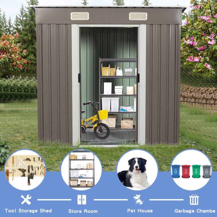 6ft x 4ft Outdoor Metal Storage Shed - Image 4
