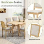 TOPMAX expandable dining table 9 pieces set with detachable leaves and 6 armless chairs and 2 armchairs - Image 4