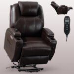 Up to 350lbs Okin Motor Power Lift Recliner Chair for Elderly Brown - Image 4