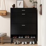Shoe Cabinet with storage shelves,, Black