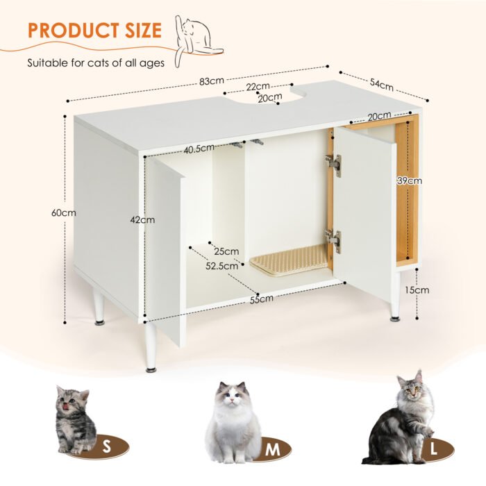 Bathroom sink cabinet with cat trash can shell and hidden garbage pet bathroom - Image 7