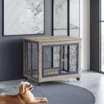 Furniture Dog Cage with Double Doors Grey