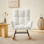 Off white teddy fabric rocking chair