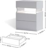 Nightstand with three drawers acrylic board furniture, White - Image 5