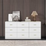 Modern White 9-Drawer Dresser for Bedroom Ample Storage