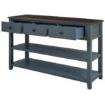 Retro Design Console Table with Two Open Shelves (Navy) - Image 9