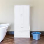 Tall Bathroom Storage Cabinet with Two Doors and Drawers and Adjustable Shelf
