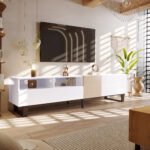 Modern TV Stand and Entertainment Center with Double Storage and Drop Down Door (up to 55") - Image 2