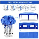 10×20 portable Folding Canopy with 6 detachable side walls with UPF 50+, Blue - Image 5