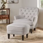 Fabric club stylish cushioned armchair with Ottoman set - Image 4