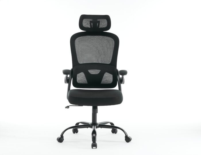 High backrest Black mesh office chair with 3D armrests with adjustable  headrest - Image 11