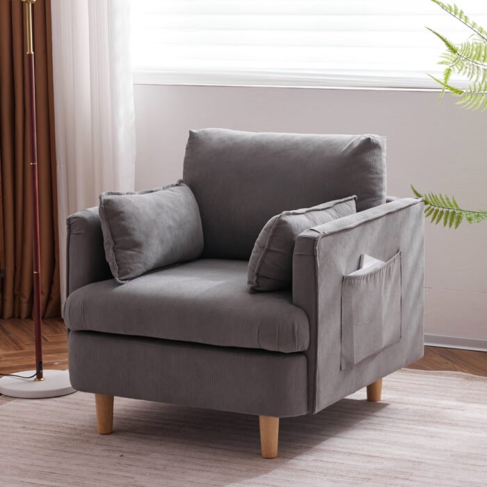 Modern Fabric Upholstered Decorative Single Sofa Armchair - Image 6