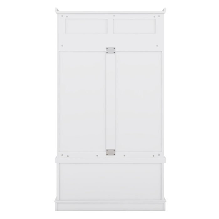 Entryway and Hallway 4 in1 Coat Rack with Shoe Storage Bench and 4 Hooks, White - Image 18