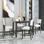 TREXM 5-Piece Counter Height Elegant Table Dining Set with 4 Chairs - Image 2