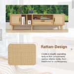 Vine TV stand with 2 cabinets and 2 open shelves with solid wood legs (up to 80 inches) - Image 12