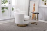 Teddy Rotating Emphasis Bucket Armchair with Gold Stainless Steel Base - Image 6