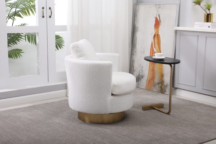 Teddy Rotating Emphasis Bucket Armchair with Gold Stainless Steel Base - Image 6