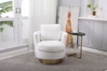 Teddy Rotating Emphasis Bucket Armchair with Gold Stainless Steel Base - Image 3