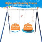 Kids Metal Swing Set for Backyard Outdoor Playground with Two Functional Swings - Image 6